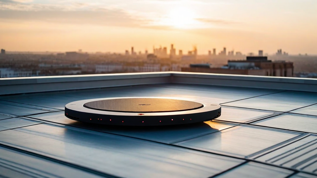 Drone delivery landing pad on rooftop